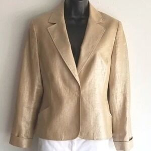 Lafayette 148 New York Metallic Linen Blazer – Size 10 – 100% Linen
